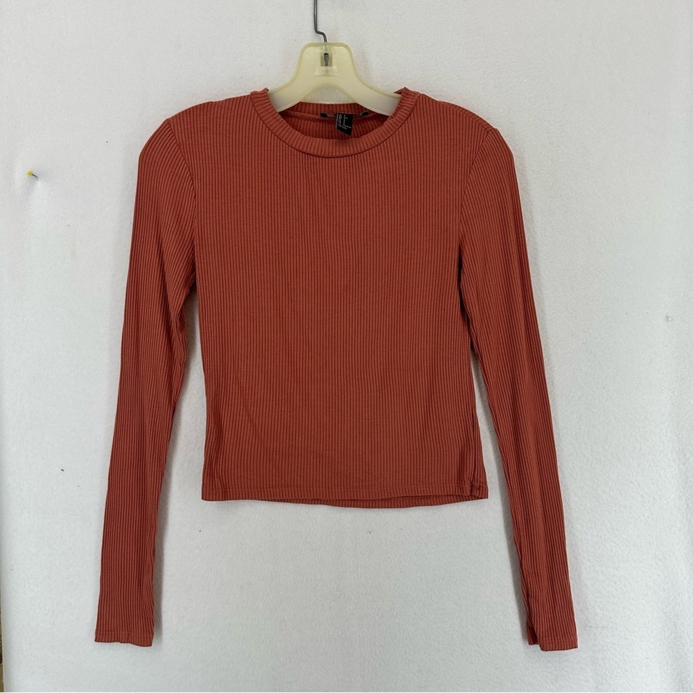 Forever 21 Long Sleeve Ribbed Top Women’s Small Orange